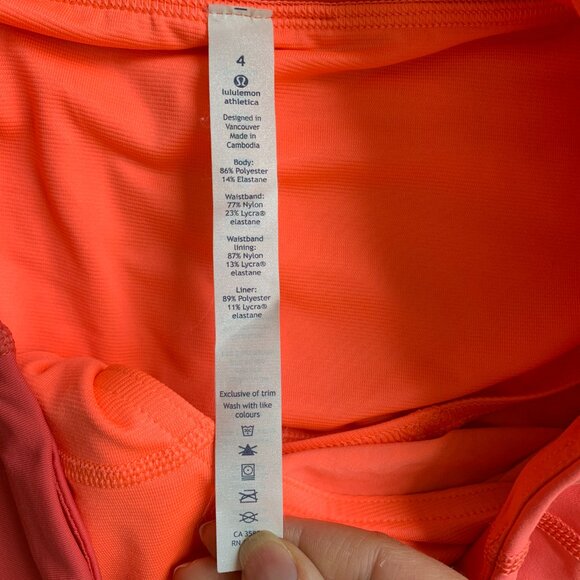 Lululemon Women's Speed Short, 2017 Seawheeze Chop Chop Grapefruit, size 4 NWOT - Picture 5 of 5